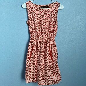 Business professional red and white dress! With a cinched waist!